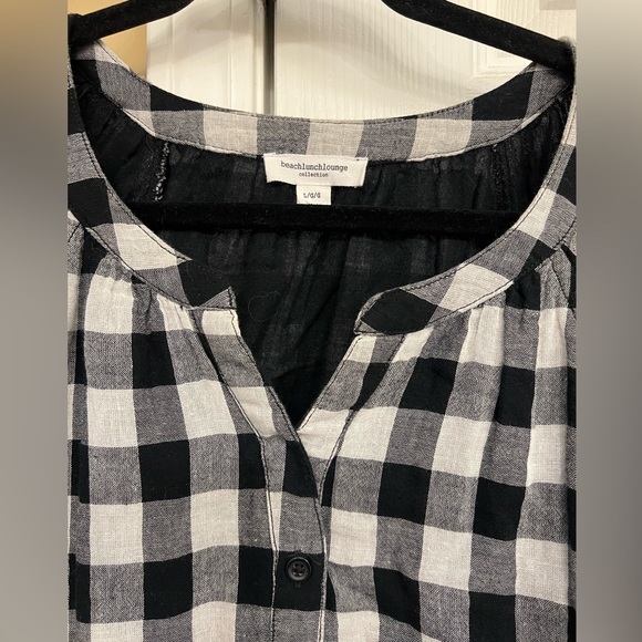 Beach Lunch Lounge black and white buffalo plaid shirt. Size L. - Picture 4 of 5